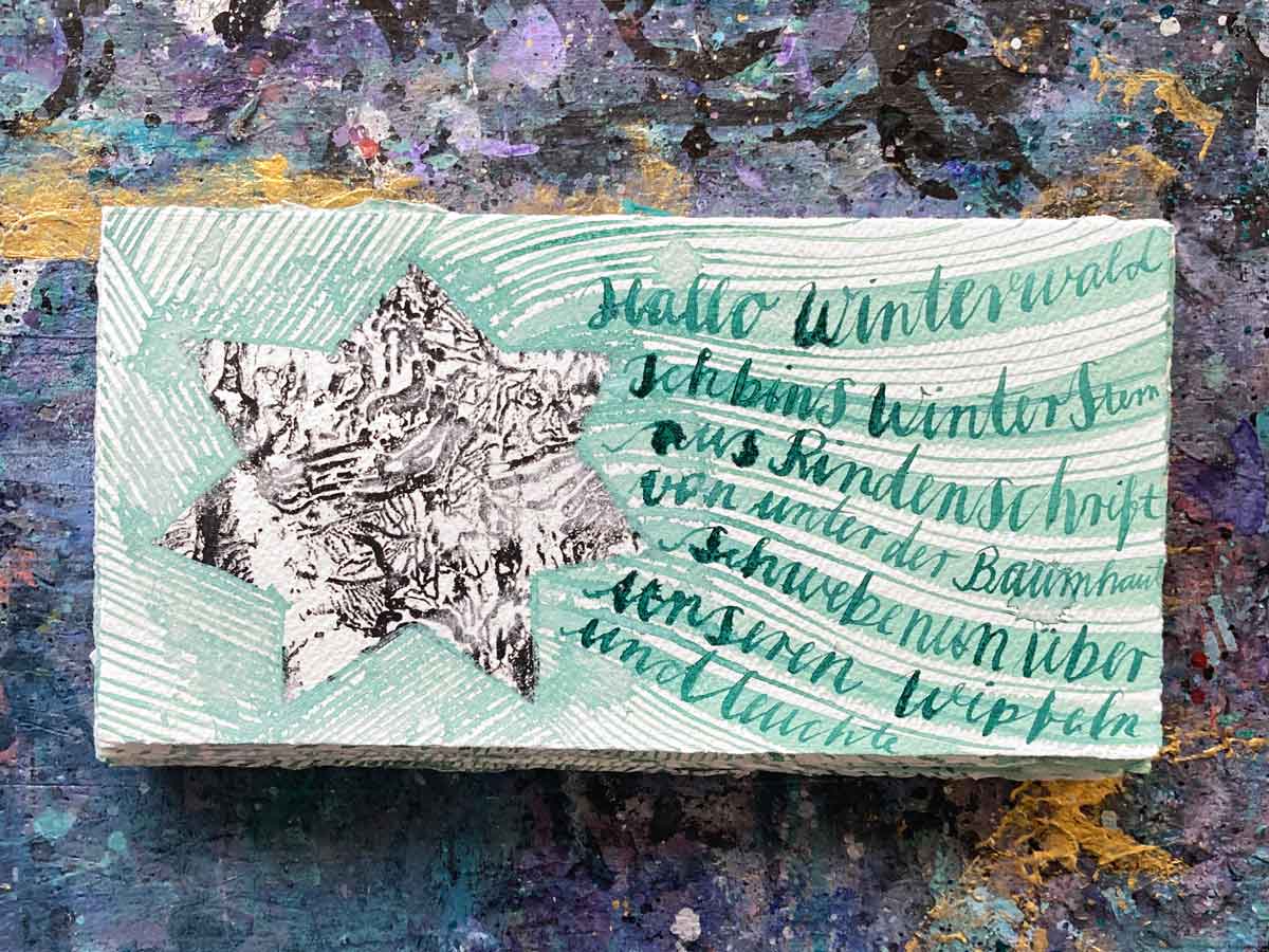 Tabea Heinicker: Adventspost mit Sternrinde im Transferdruck